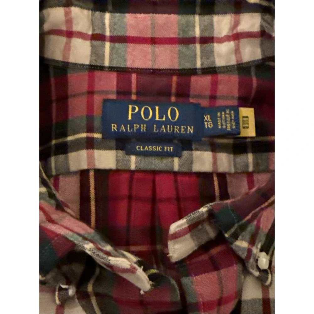 Polo Ralph Lauren Shirt Men's XL Classic Fit Multicolor Plaid Oxford Preppy EUC
